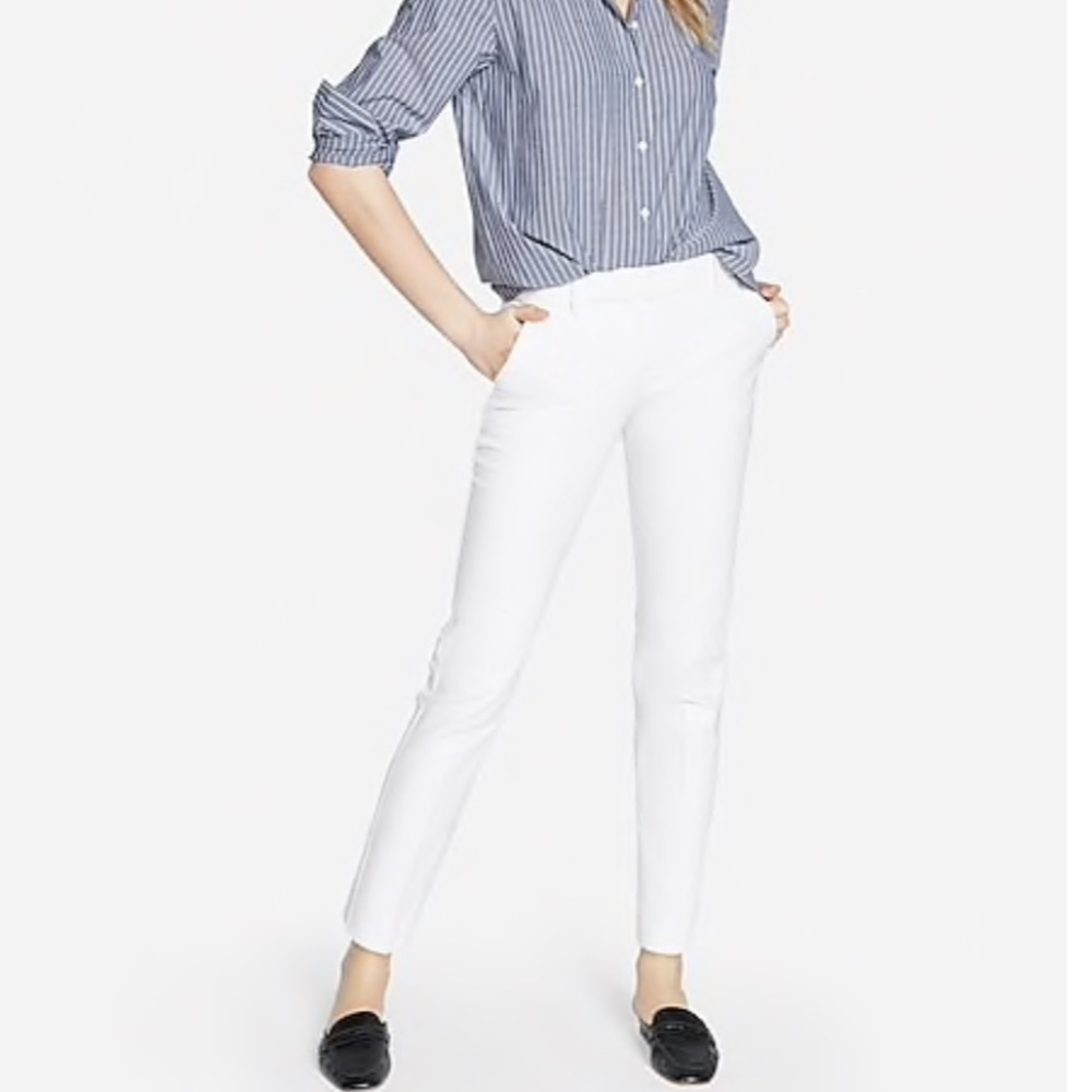 Express White Columnist Mid Rise Pants